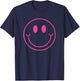 70s Cute Pink Smile Face Shirt Peace Happy Smiling Face T-Shirt - T-Shirt | Navy