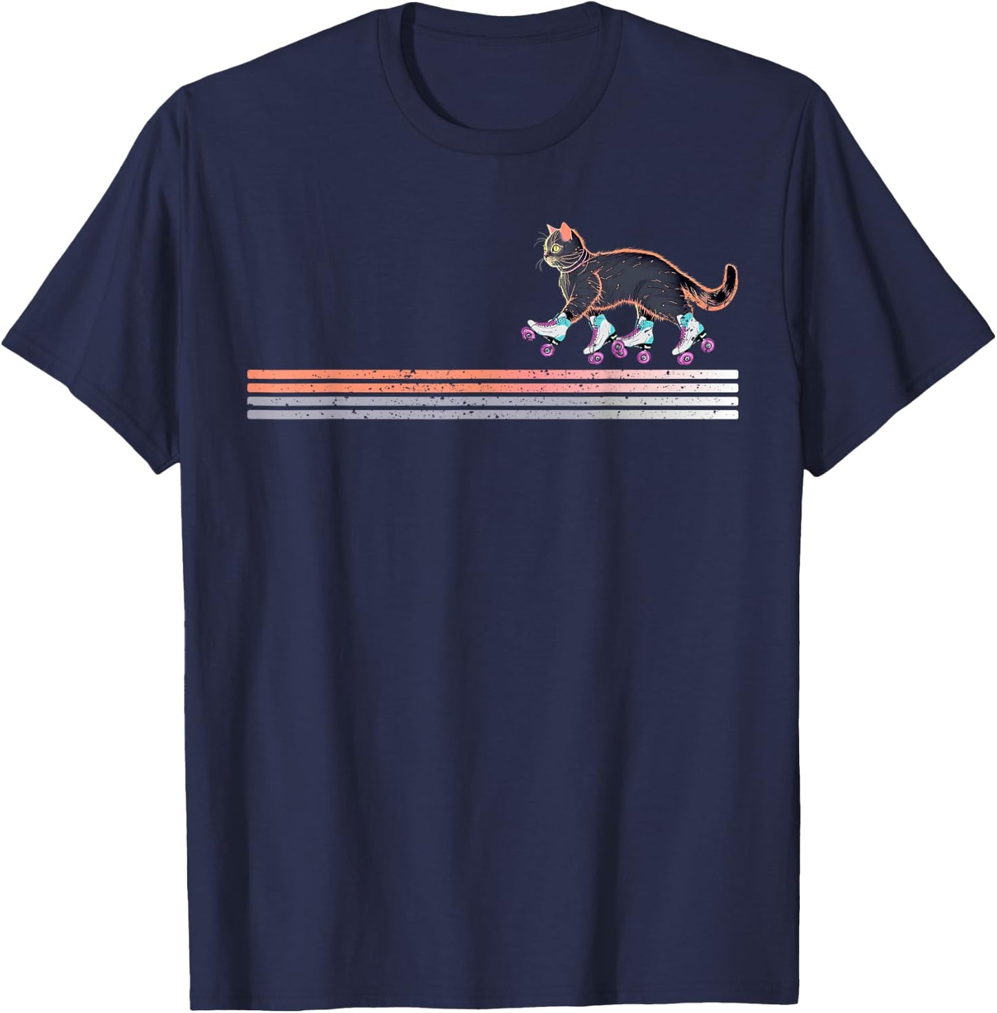 Retro Roller Skating Cats Derby Skater Girls T-Shirt - T-Shirt | Navy