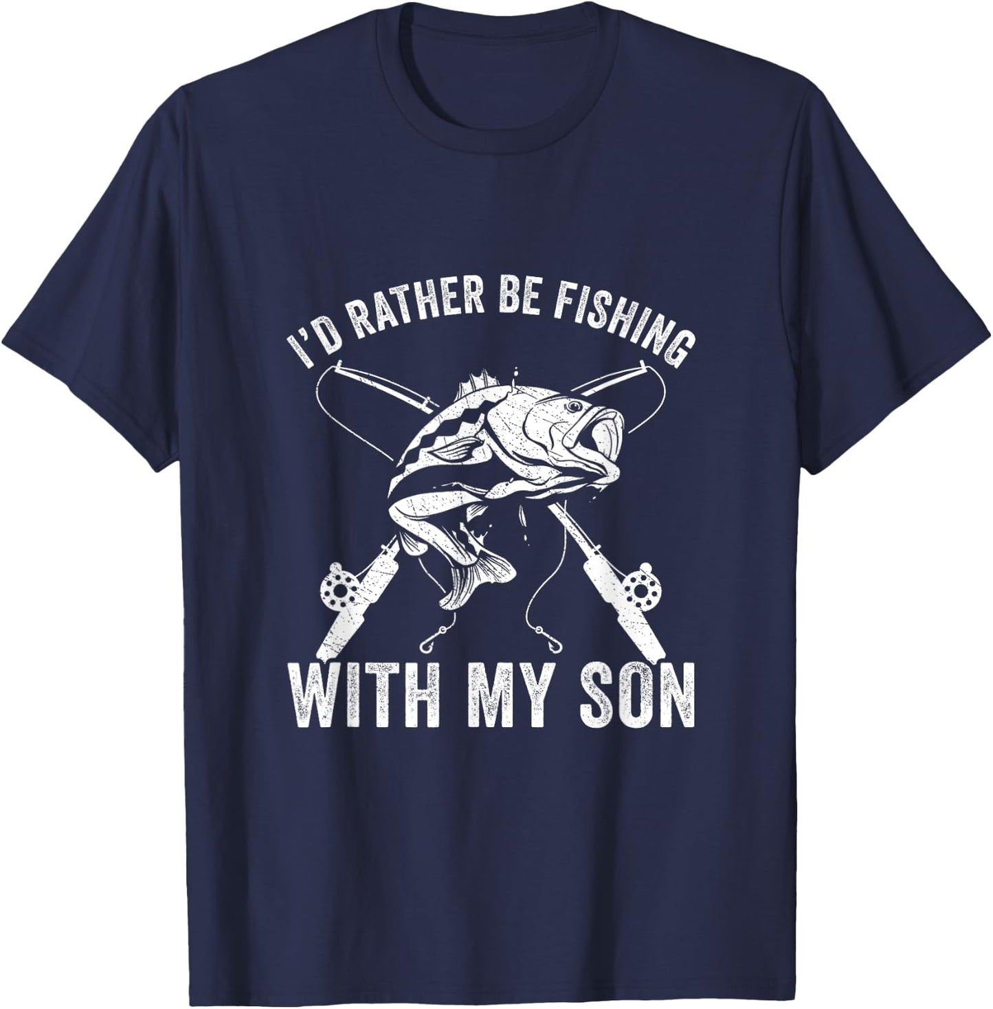 Father and Son Rather be Fishing with my Son Funny Fishing T-Shirt - T-Shirt | Navy
