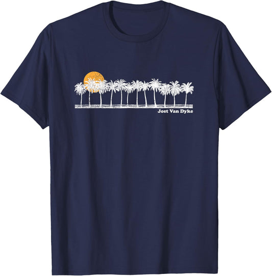 Jost Van Dyke Vintage 70s Retro Throwback Design T-Shirt - T-Shirt | Navy