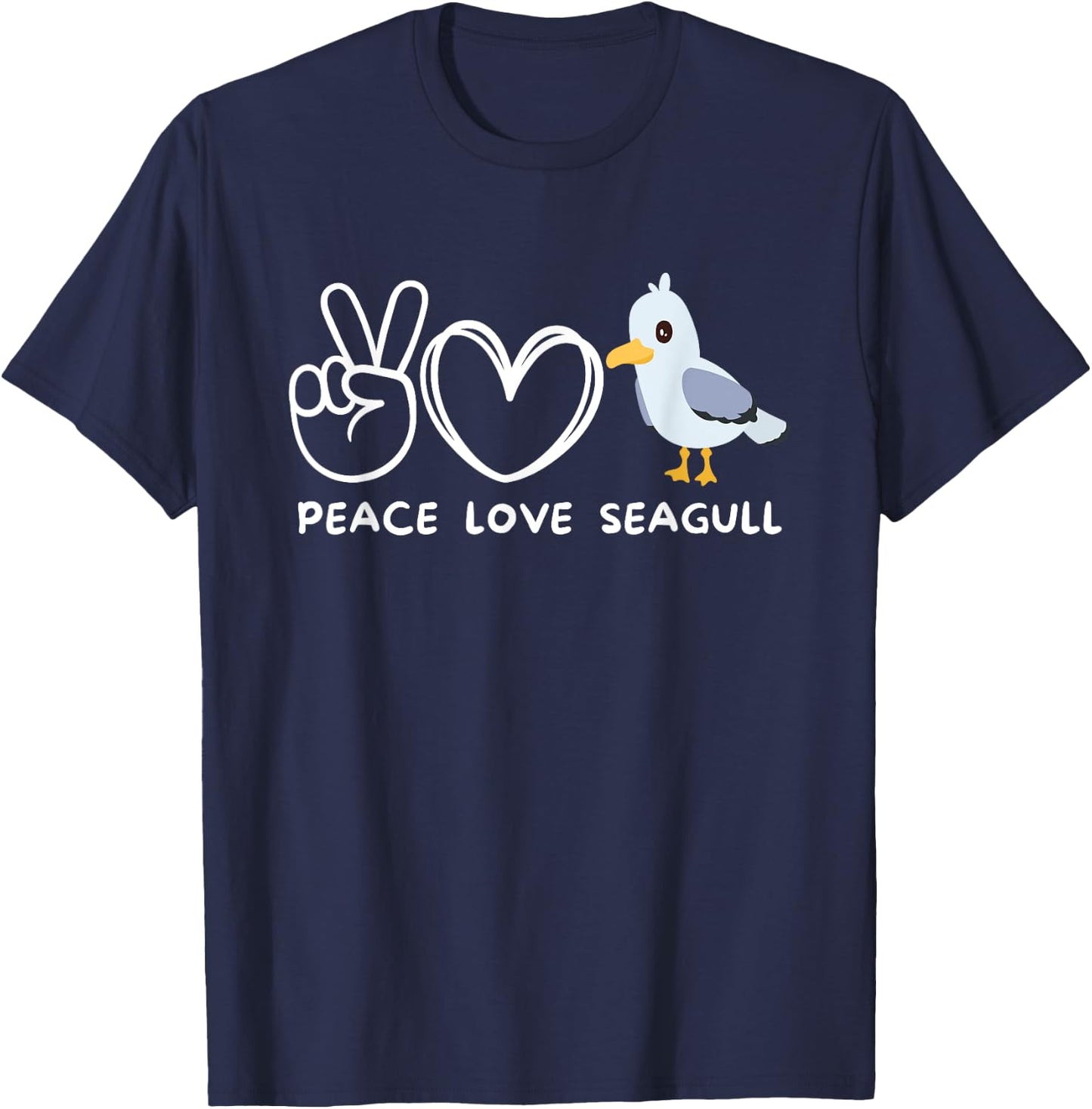 Peace, Love Seagulls Retro Seagulls Lover Bird Lover T-Shirt - T-Shirt | Navy