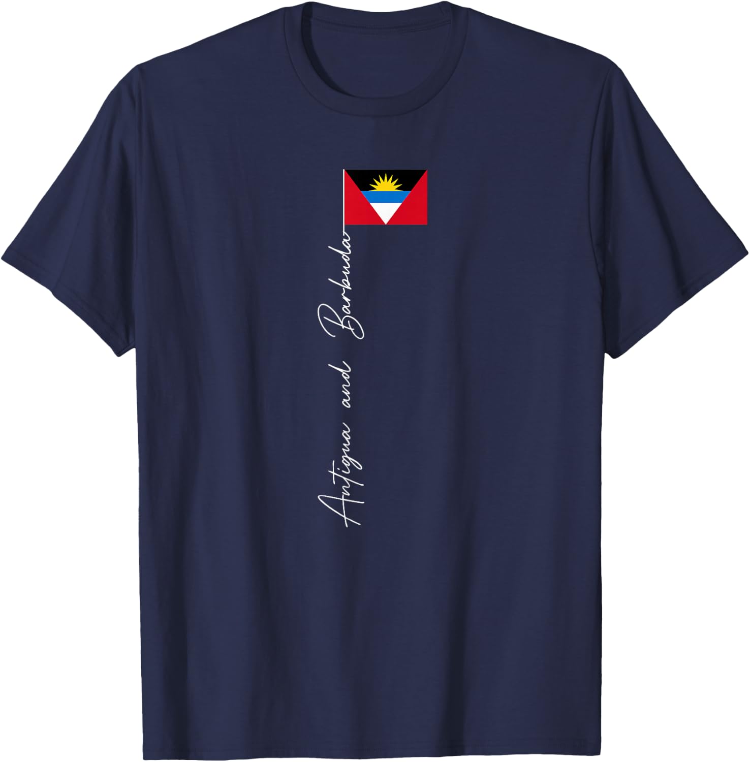 Antigua and Barbuda Signature Flag Pole Patriotic T-Shirt - T-Shirt | Navy