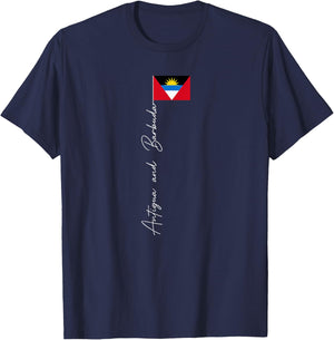 Antigua and Barbuda Signature Flag Pole Patriotic T-Shirt - T-Shirt | Navy