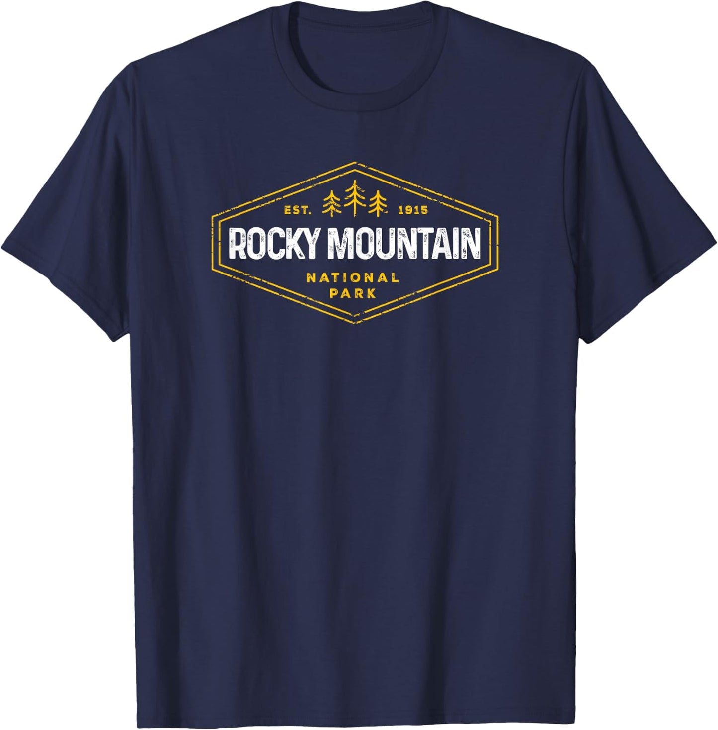 Rocky Mountains National Park Badge Camping Hiking Souvenir T-Shirt - T-Shirt | Navy