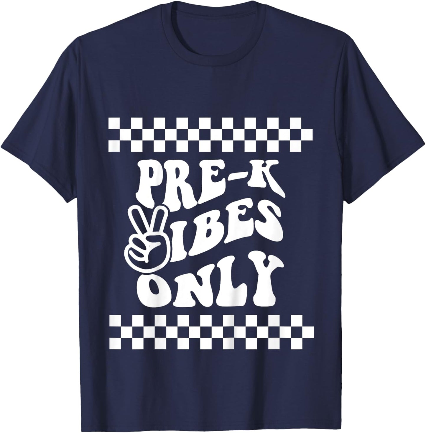 Pre K Vibes Only Retro Girl First Day of PreK Boy Toddlers T-Shirt - T-Shirt | Navy