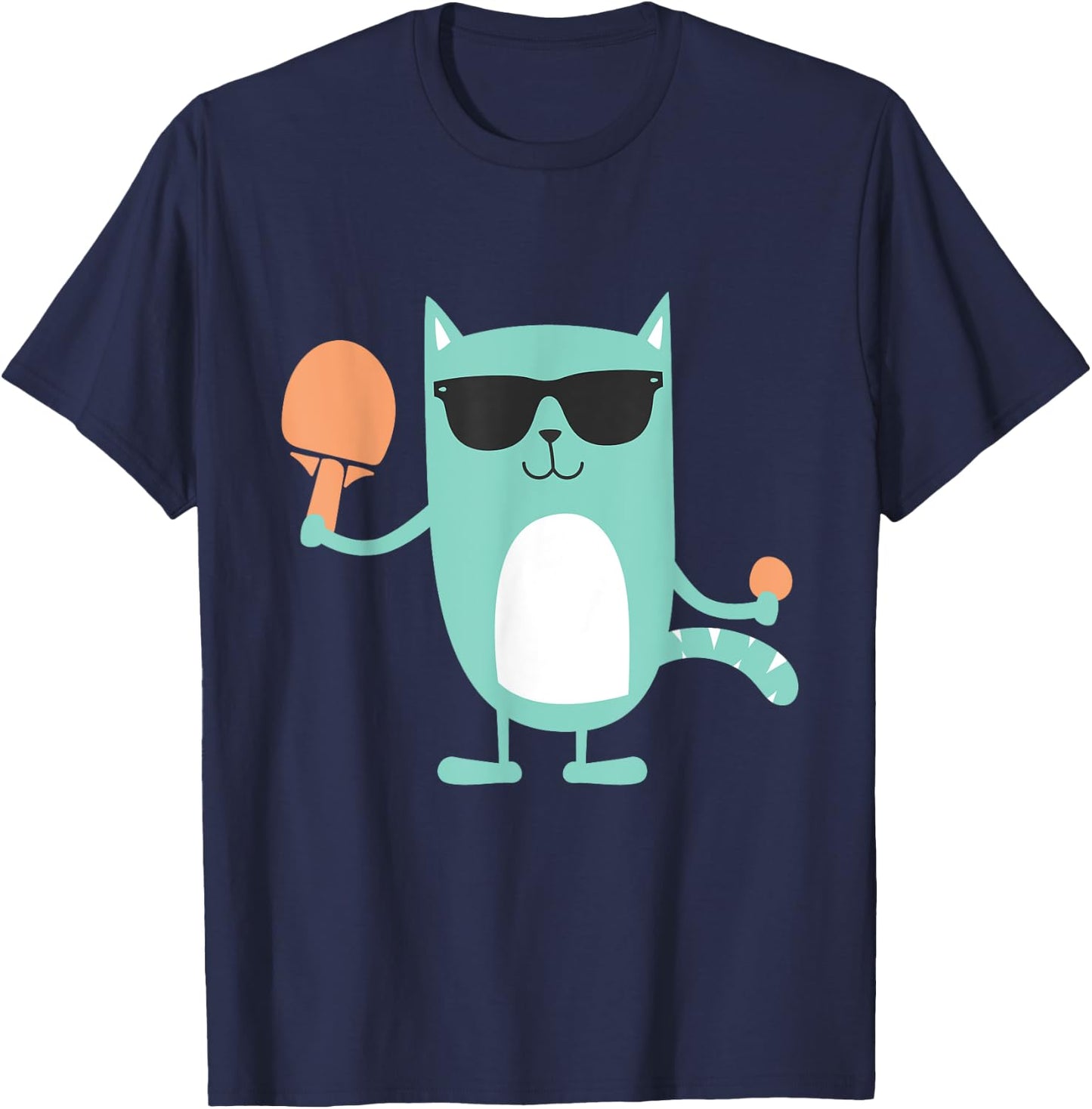 Cat Ping Pong Player - Paddle Game Sports Tournament Lover T-Shirt - T-Shirt | Navy