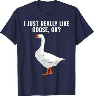 Cute Goose Design Women Waterfowl Bird Goose Lover T-Shirt - T-Shirt | Navy