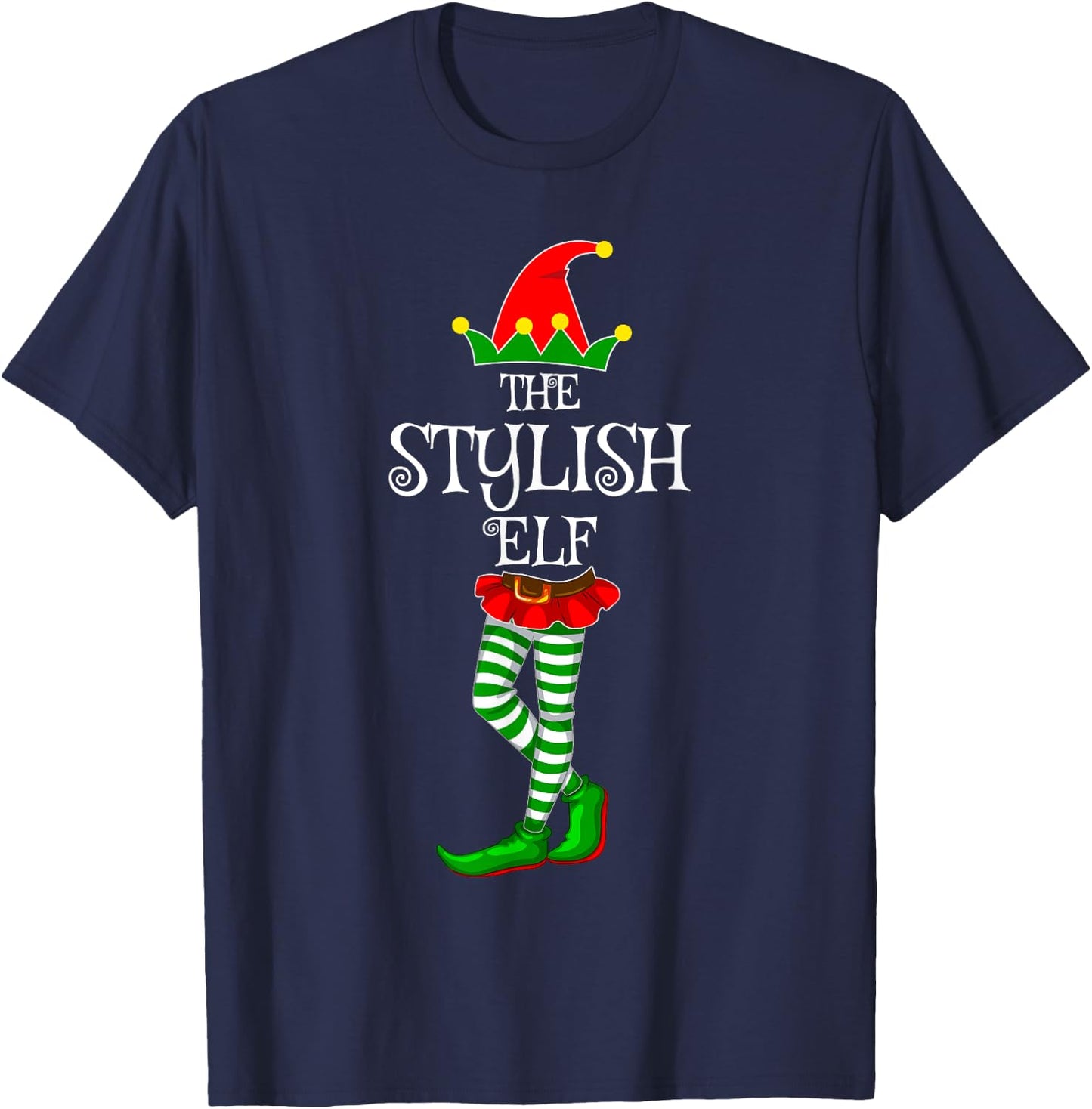 The Stylish Elf Family Matching Xmas Funny Idea Christmas T-Shirt - T-Shirt | Navy