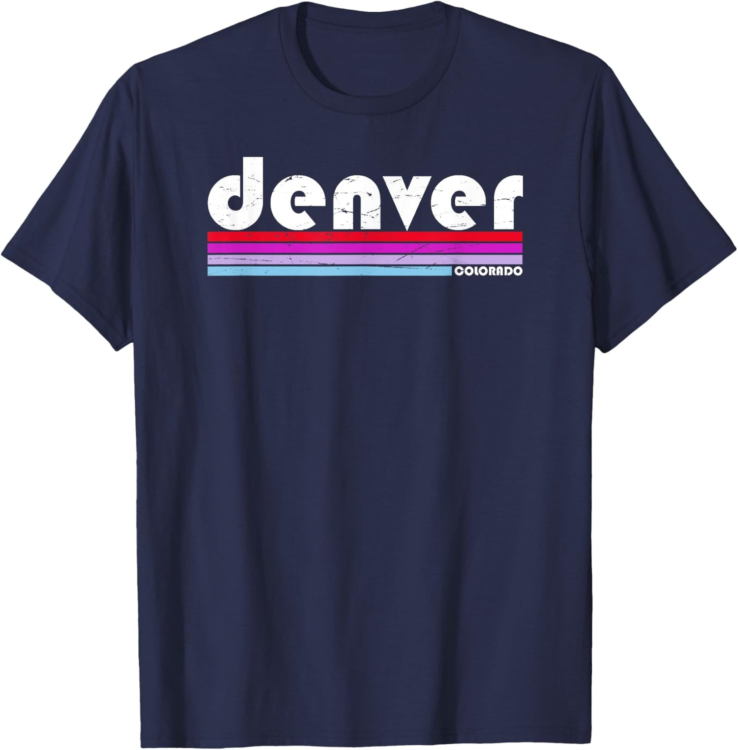 Denver Colorado City Retro T-Shirt - T-Shirt | Navy
