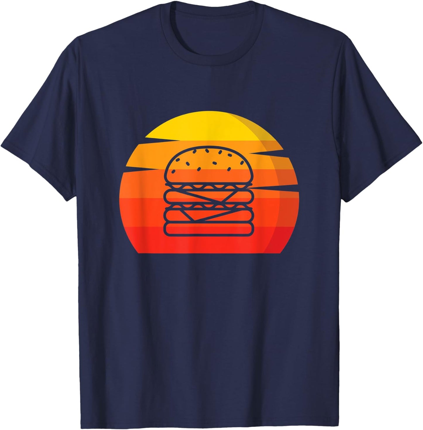 Retro Burger Vintage Design Cheeseburger T-Shirt - T-Shirt | Navy