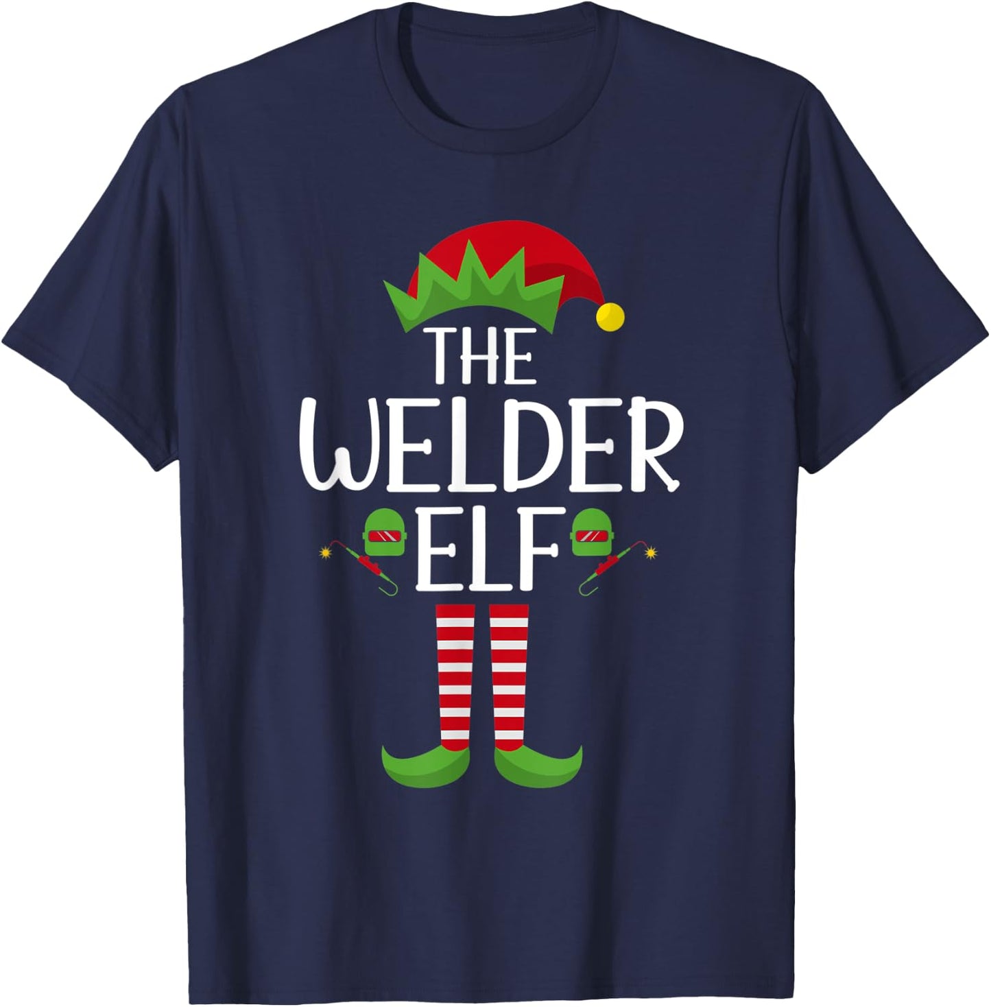 Elf Group Matching Family Christmas Costume The Welder Elf T-Shirt - T-Shirt | Navy