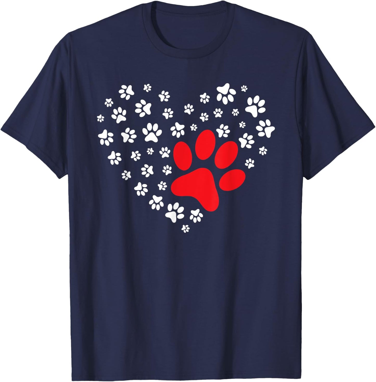 Dog Paw Heart - Dog Lover Puppy Owner T-Shirt - T-Shirt | Navy