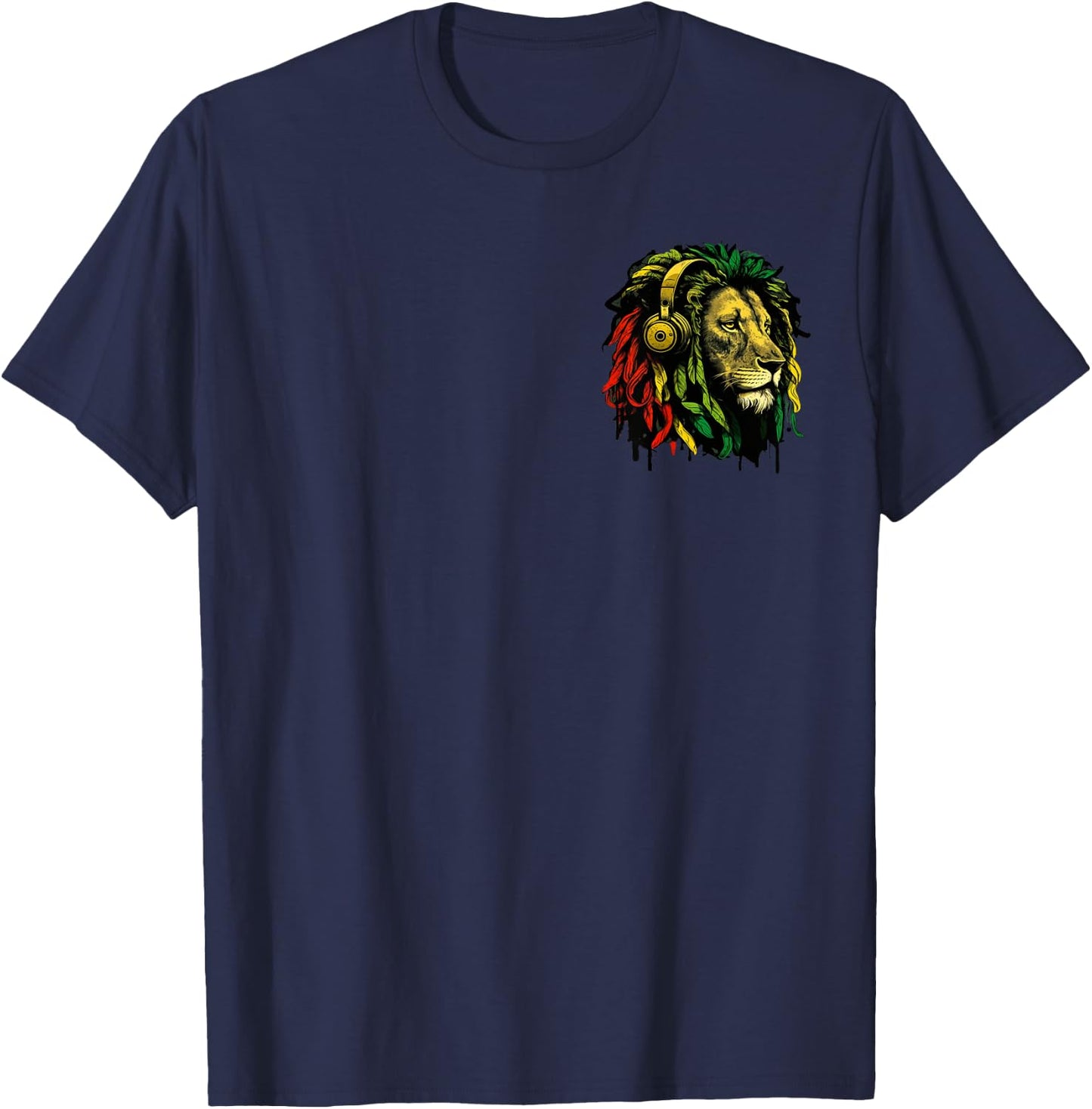 Rasta Reggae Lion Of Judah Jamaican Pride Rastafari Roots T-Shirt - T-Shirt | Navy