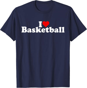 I Love Heart Basketball T-Shirt - T-Shirt | Navy