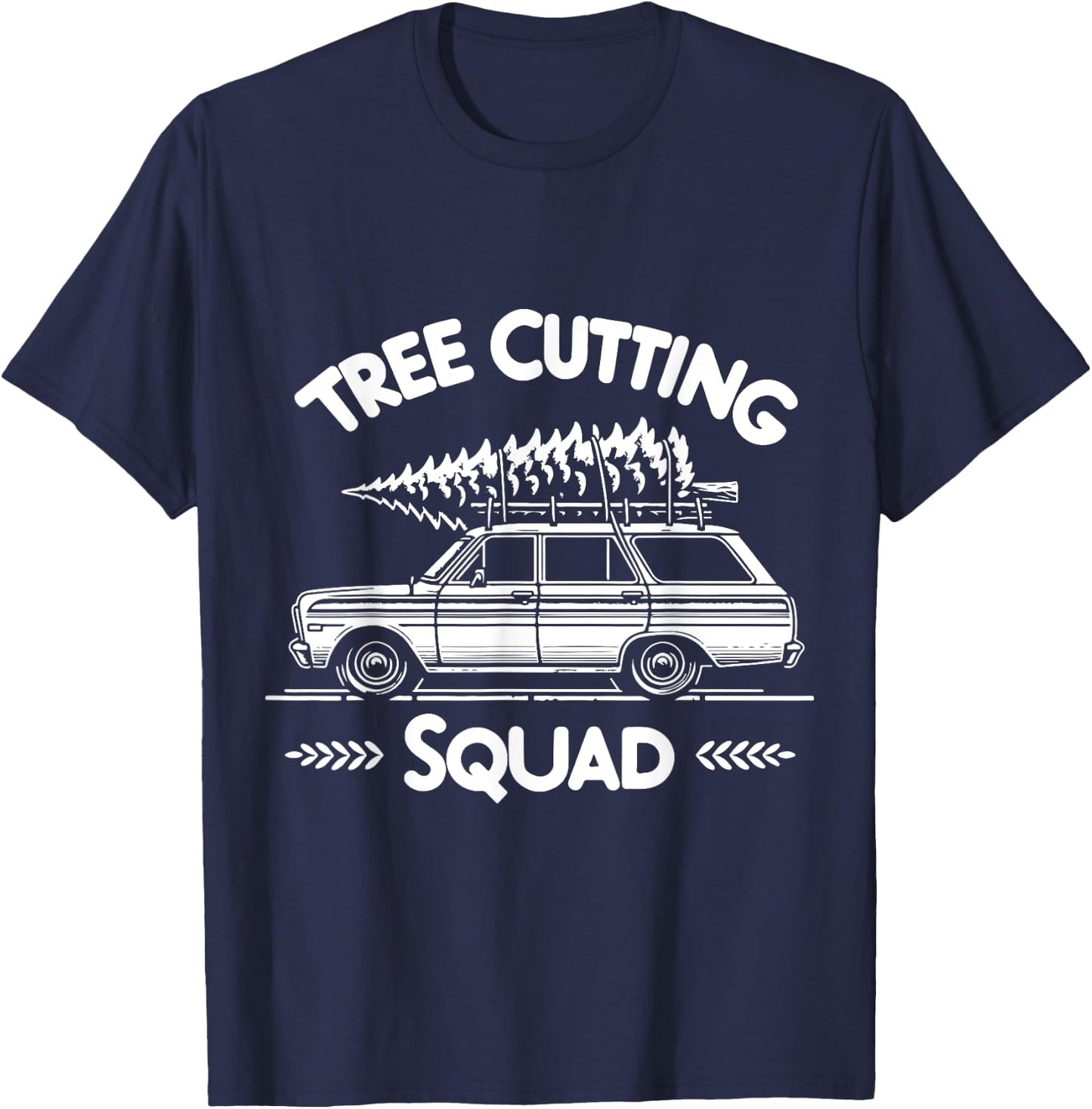 Christmas Tree Cutting Squad Retro T-Shirt - T-Shirt | Navy