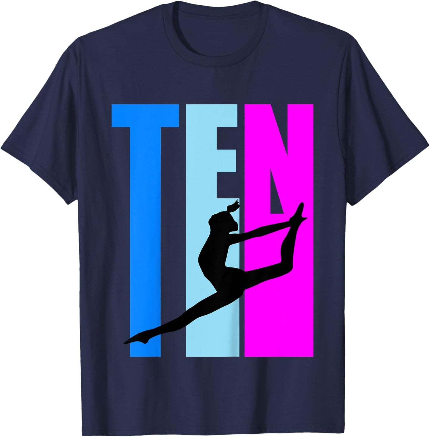 Kids 10th Birthday Gymnastics Girls Gymnast Dance Dancer Dancing T-Shirt - T-Shirt | Navy