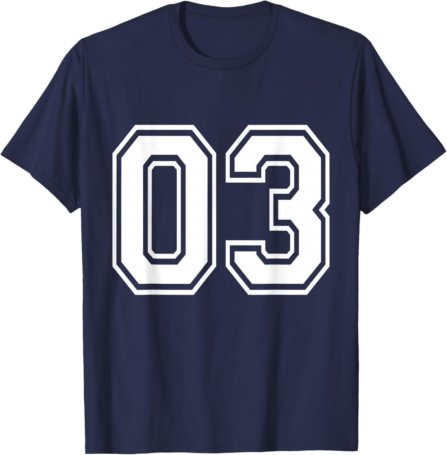 Number 03 Varsity Sports Team Jersey 3rd Birthday 3 Years T-Shirt - T-Shirt | Navy