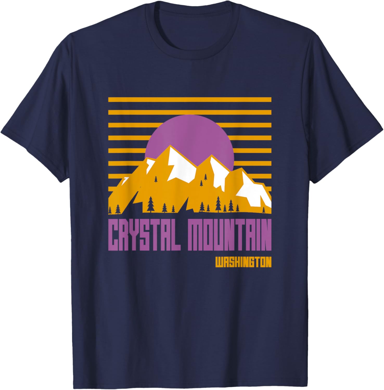 Crystal Mountain Washington Vintage Mountains Hiking Camp T-Shirt - T-Shirt | Navy
