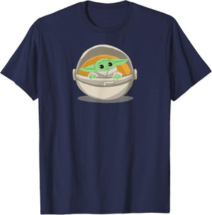 Amazon Essentials Men's Mandalorian The Child Grogu Pram , Dark Blue, Small T-Shirt - T-Shirt | Navy