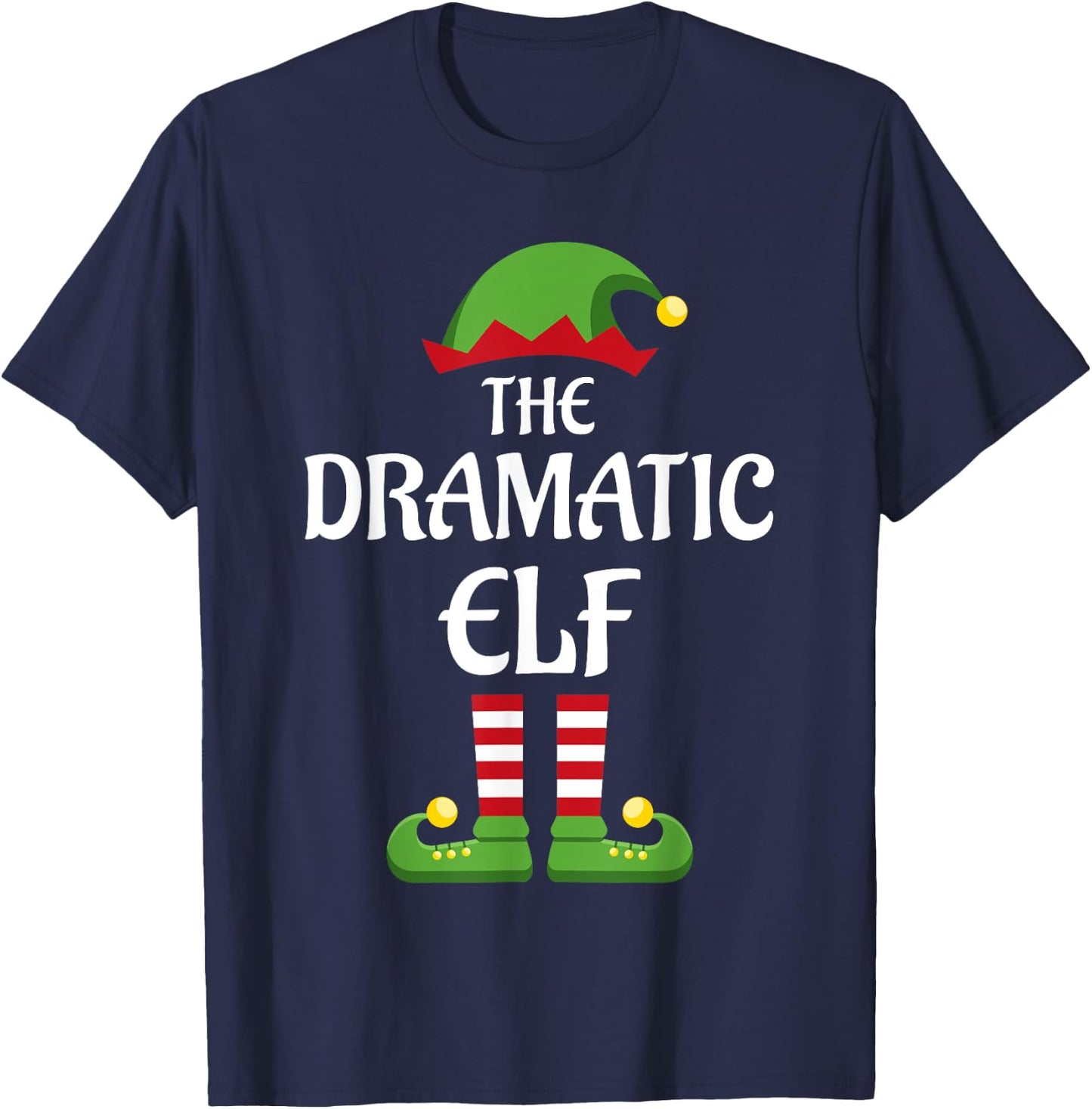 Dramatic Elf Family Matching Group Christmas T-Shirt - T-Shirt | Navy