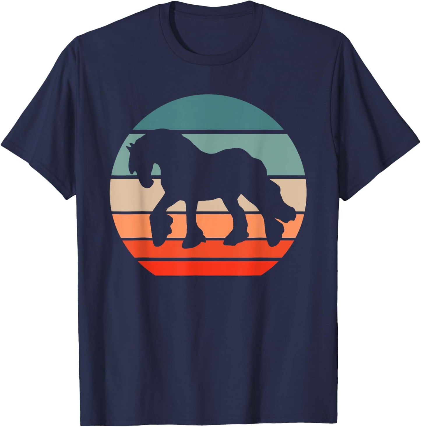 Shire Horse Draft Horses Coldblood Draught Retro T-Shirt - T-Shirt | Navy