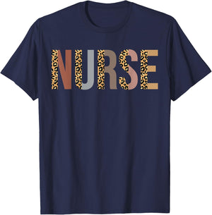 Leopard Nurse Appreciation Nurse Apparel For Work T-Shirt - T-Shirt | Navy