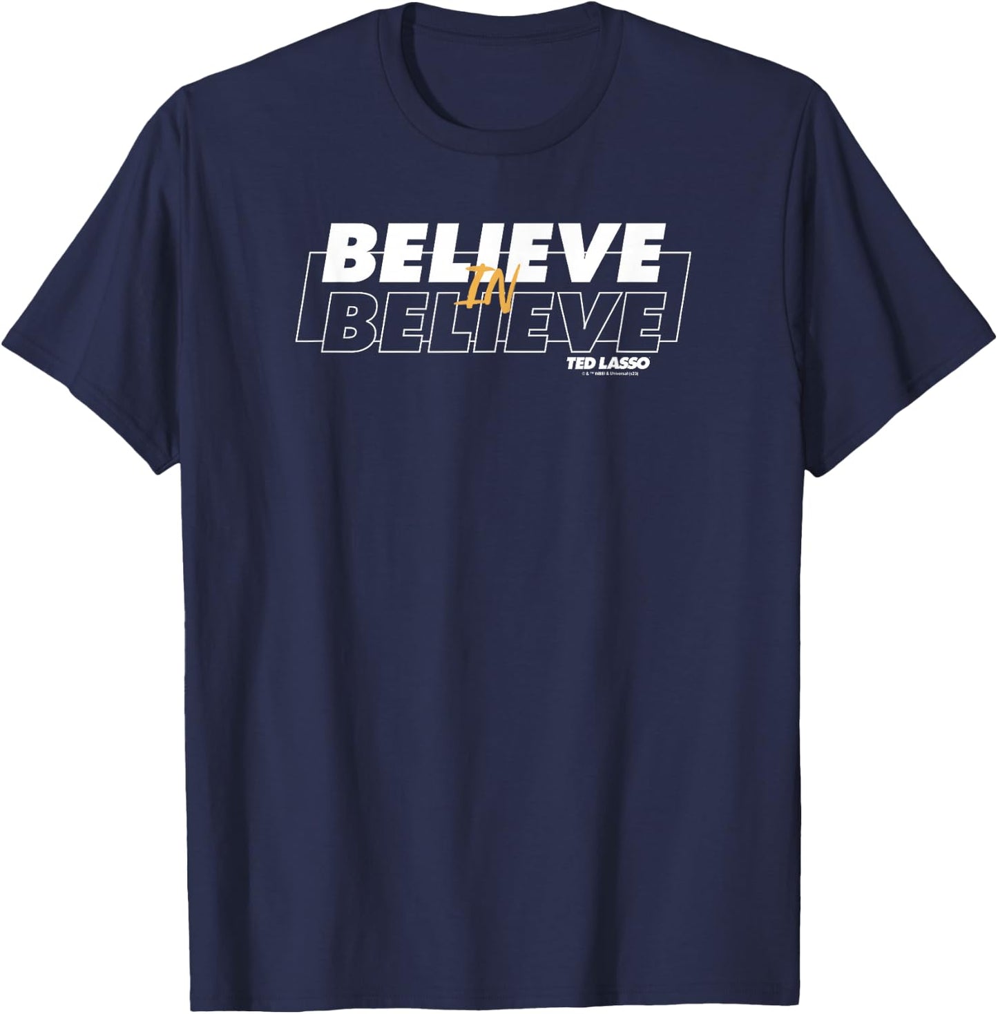 Ted Lasso Believe In Believe Text Outline Logo T-Shirt - T-Shirt | Navy