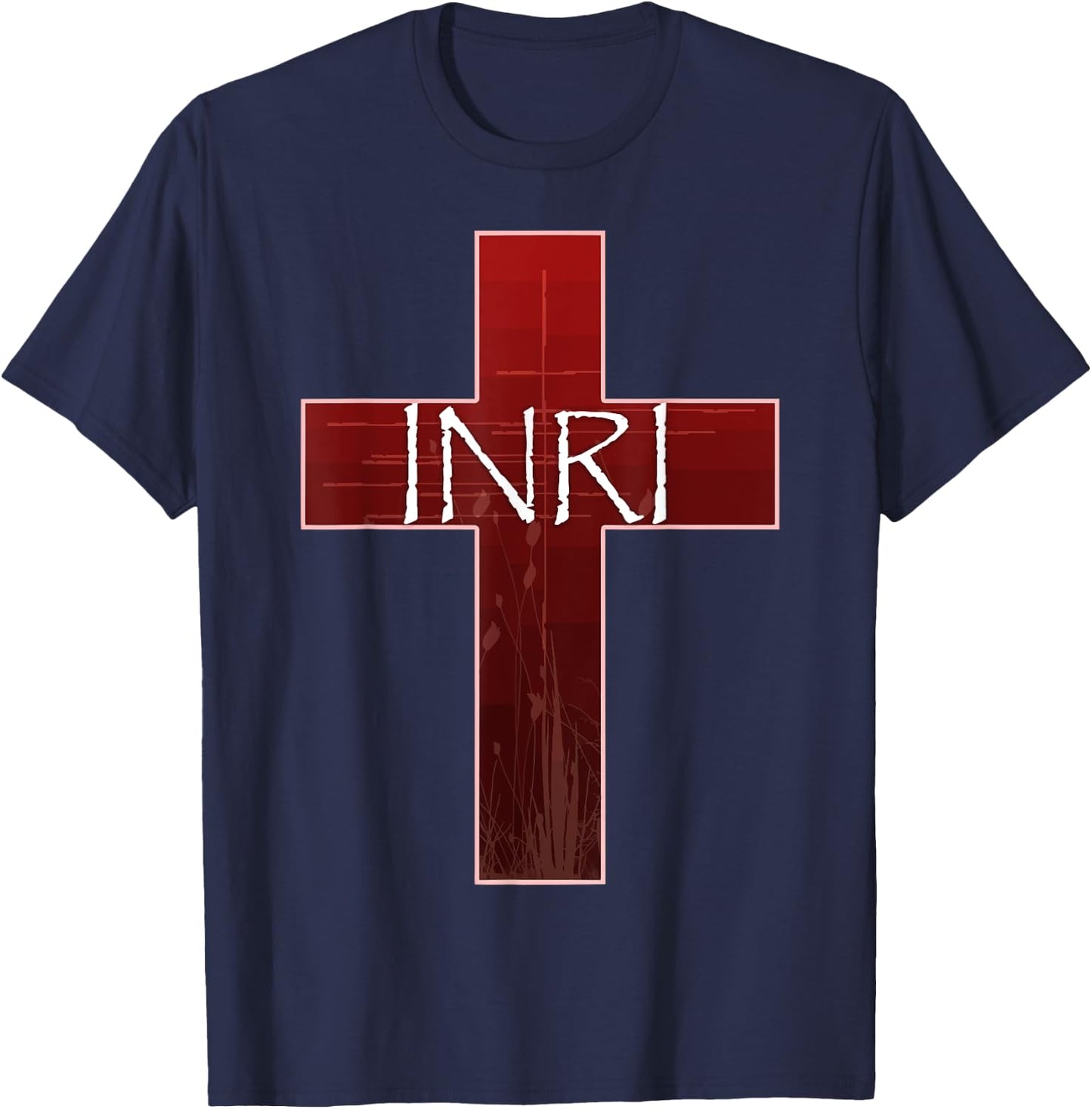 INRI Cross Crucifix Jesus Catholic Easter King of Jews Latin T-Shirt - T-Shirt | Navy