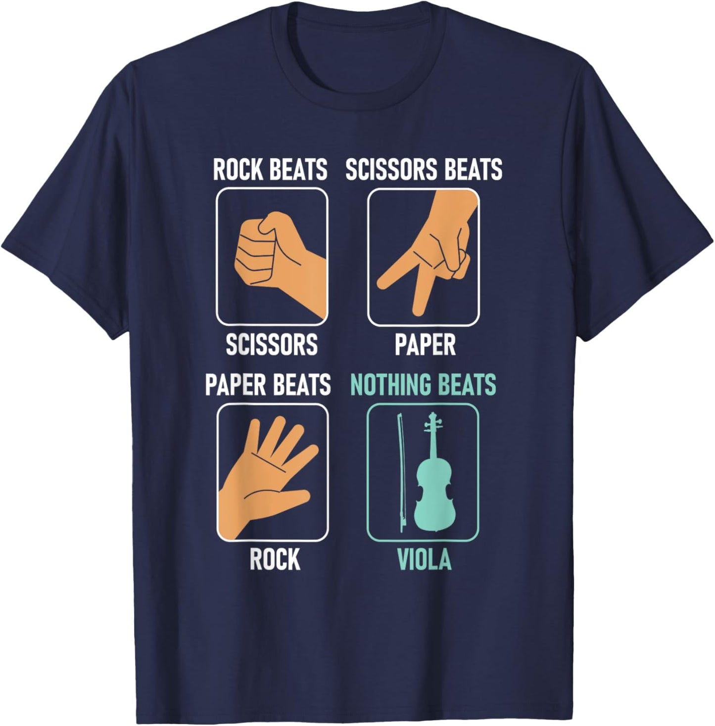Scissors Paper Rock Viola - Violist Orchestra Band T-Shirt - T-Shirt | Navy