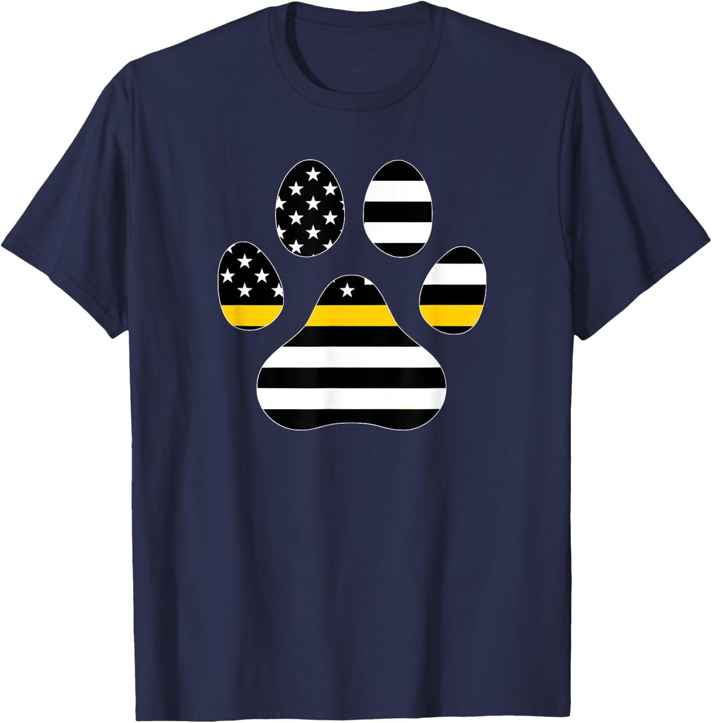 911 Police Dispatcher Thin Gold Line Flag for Animal Lover T-Shirt - T-Shirt | Navy