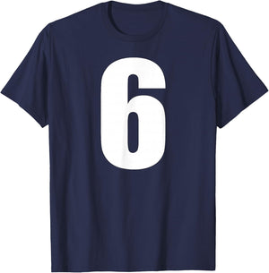 Number Six Numeral 6 Plain White Numbers T-Shirt - T-Shirt | Navy
