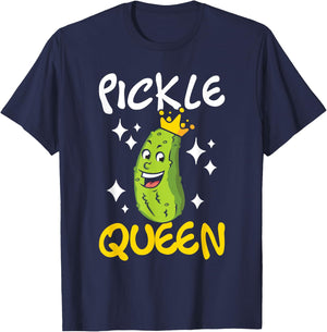 Pickle Queen - Cucumber Vegetable Vegetarian Gardener Vegan T-Shirt - T-Shirt | Navy