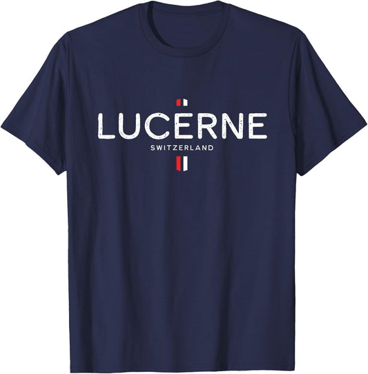 Lucerne Switzerland Retro Vintage T-Shirt - T-Shirt | Navy