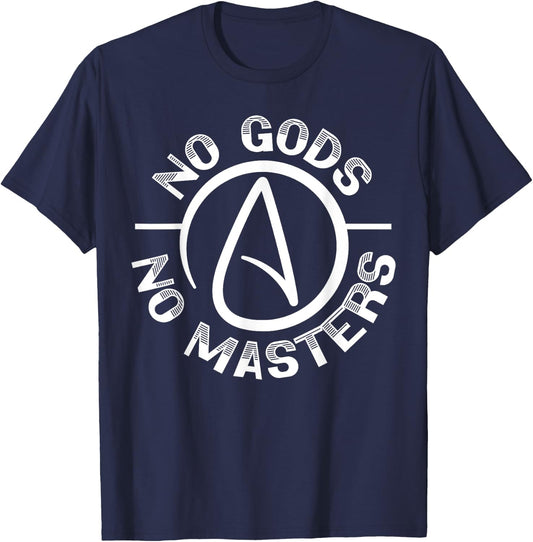 No Gods No Master Anti-Religion Agnostic Blackcraft Atheist T-Shirt - T-Shirt | Navy