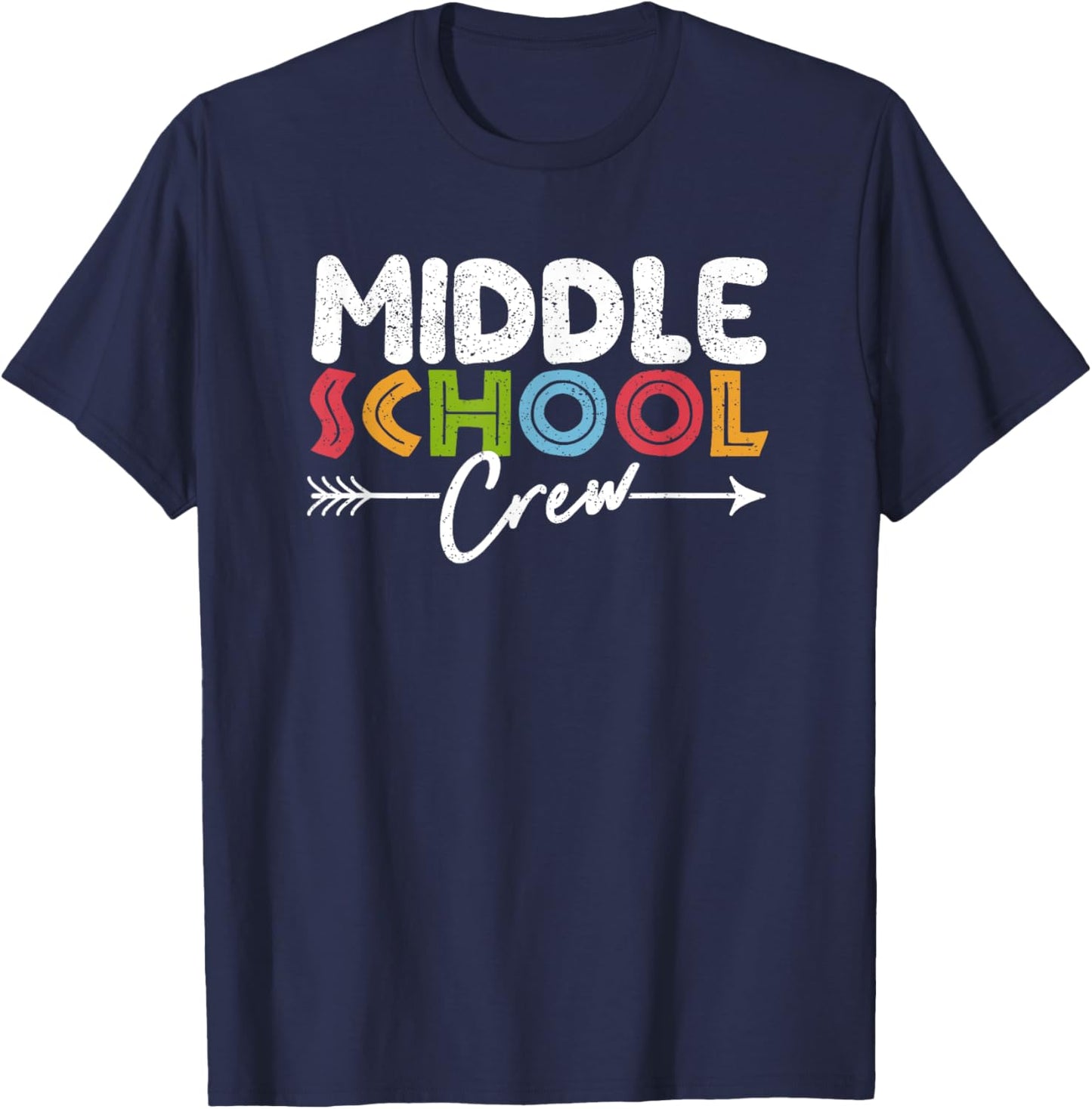 Middle School Crew Retro Funny Teacher Student Vintage T-Shirt - T-Shirt | Navy