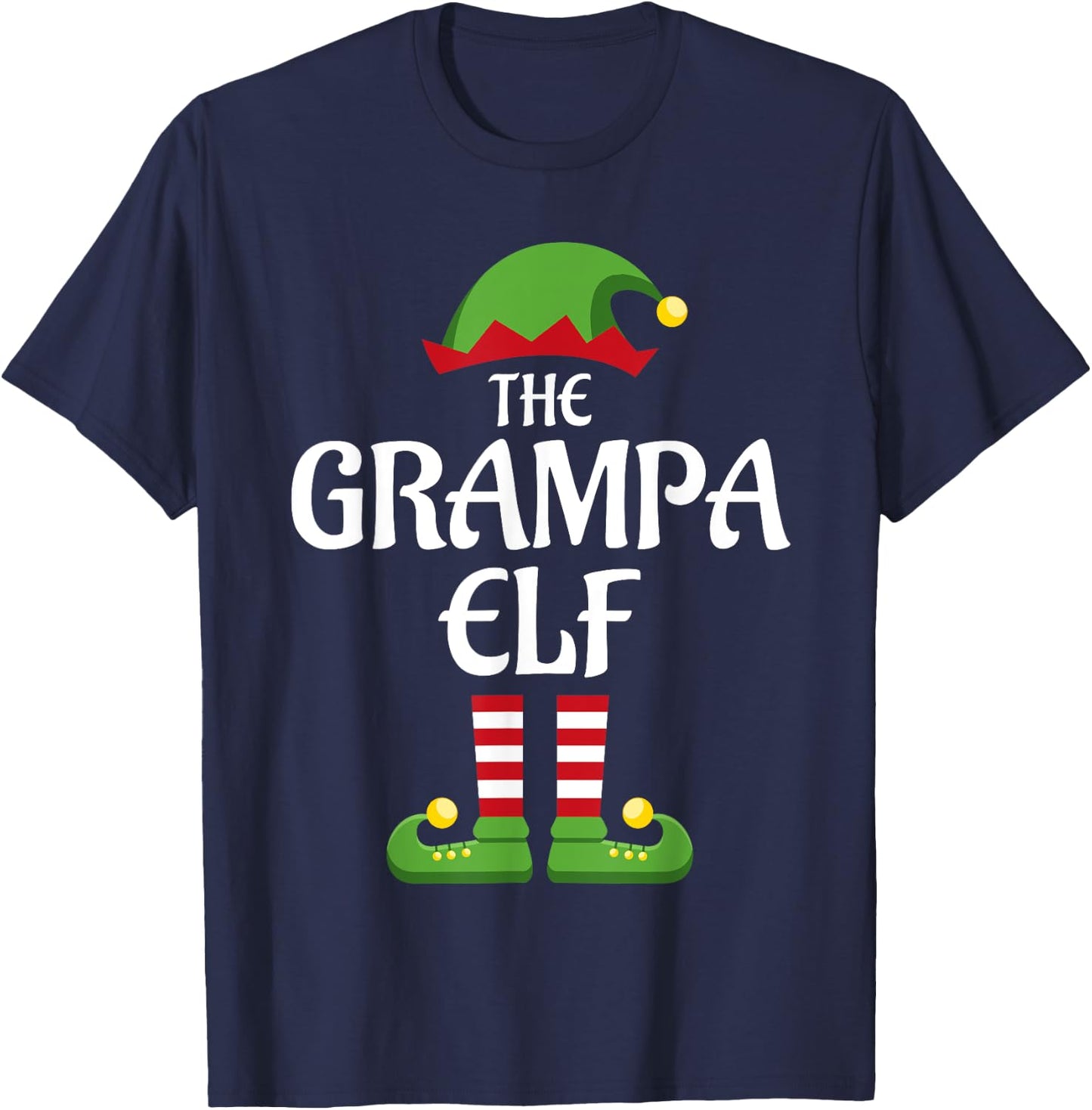 Grampa Elf Family Matching Group Christmas Grandpa T-Shirt - T-Shirt | Navy