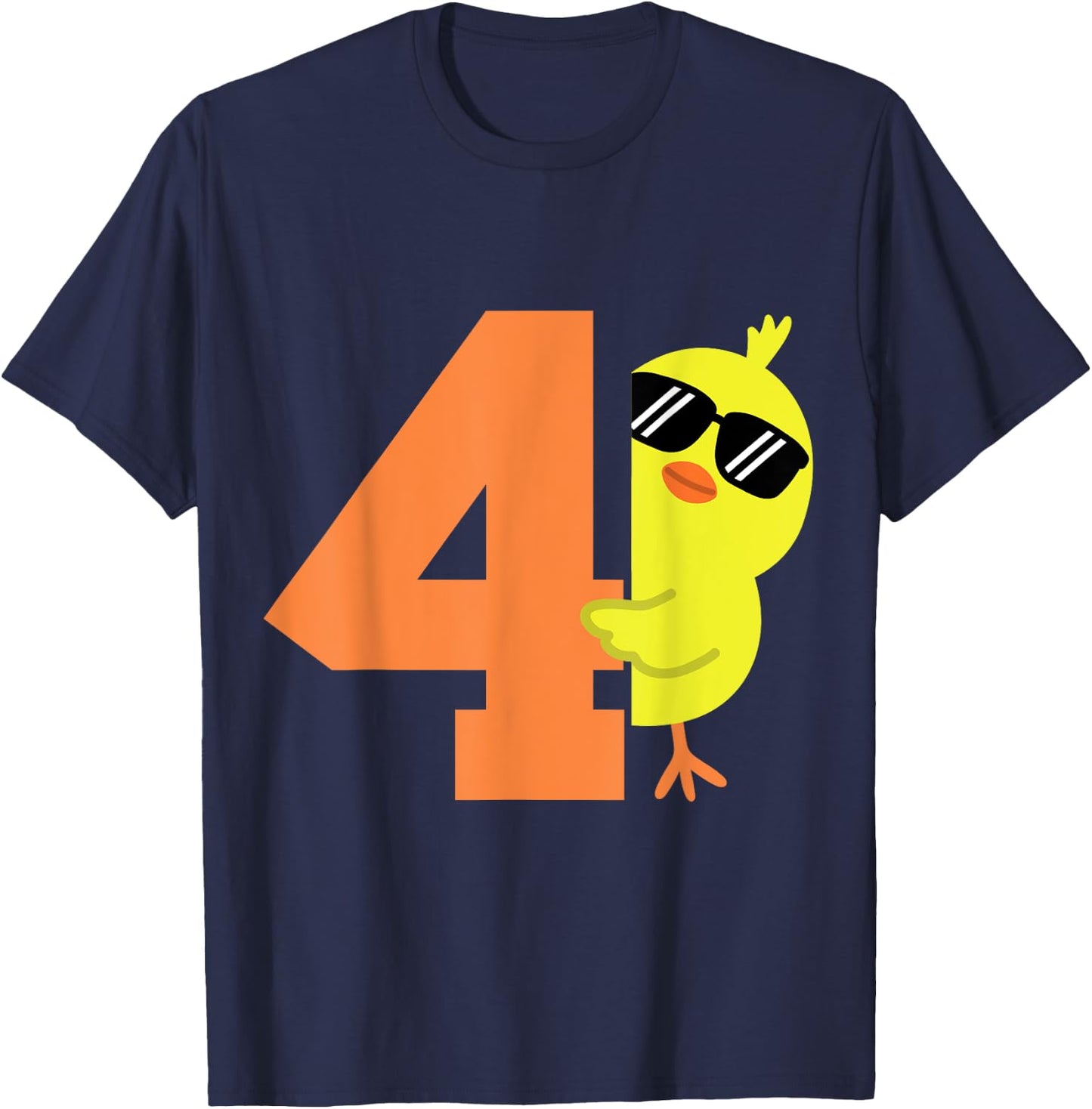 Kids 4th Birthday Chicken Themed Cute 4 Year Old Boys Chick T-Shirt - T-Shirt | Navy
