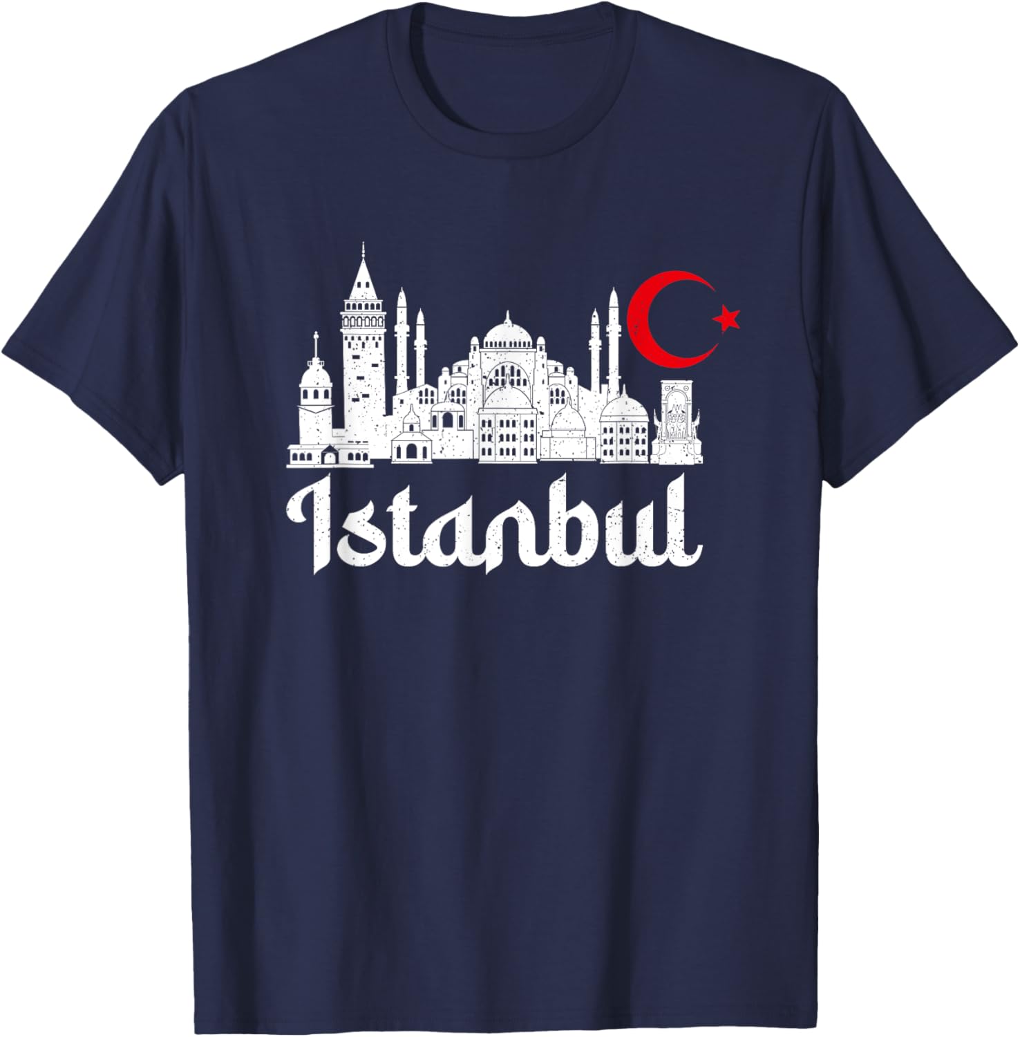Istanbul Landmark Hagia Sophia Silhouette Turkey Muslim Flag T-Shirt - T-Shirt | Navy