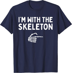 I'm With The Skeleton Halloween Costume Matching Couples T-Shirt - T-Shirt | Navy