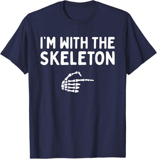 I'm With The Skeleton Halloween Costume Matching Couples T-Shirt - T-Shirt | Navy