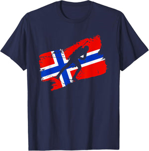 Biathlon Norway Flag Norweigan Cross Country Skiing Shooting T-Shirt - T-Shirt | Navy