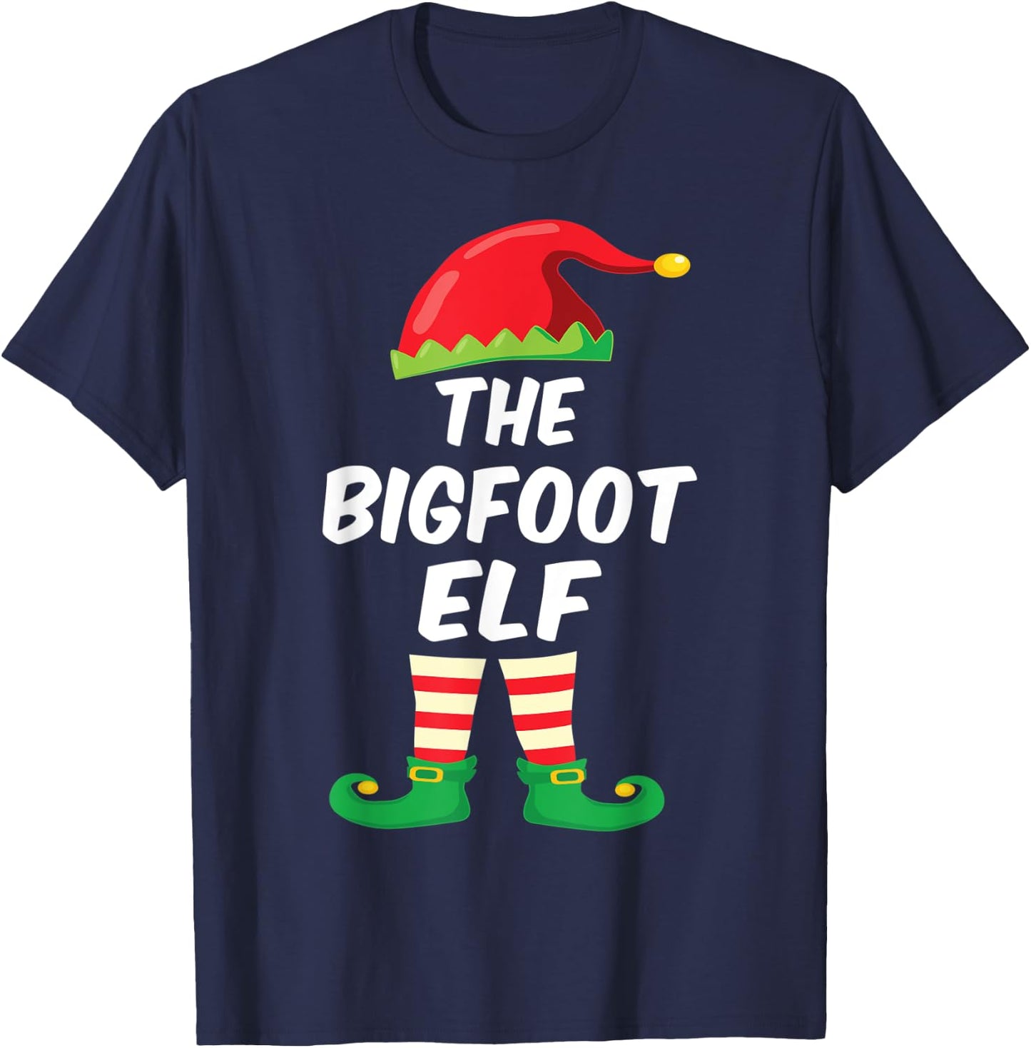 The Bigfoot Elf Family Matching Funny Christmas Costume T-Shirt - T-Shirt | Navy