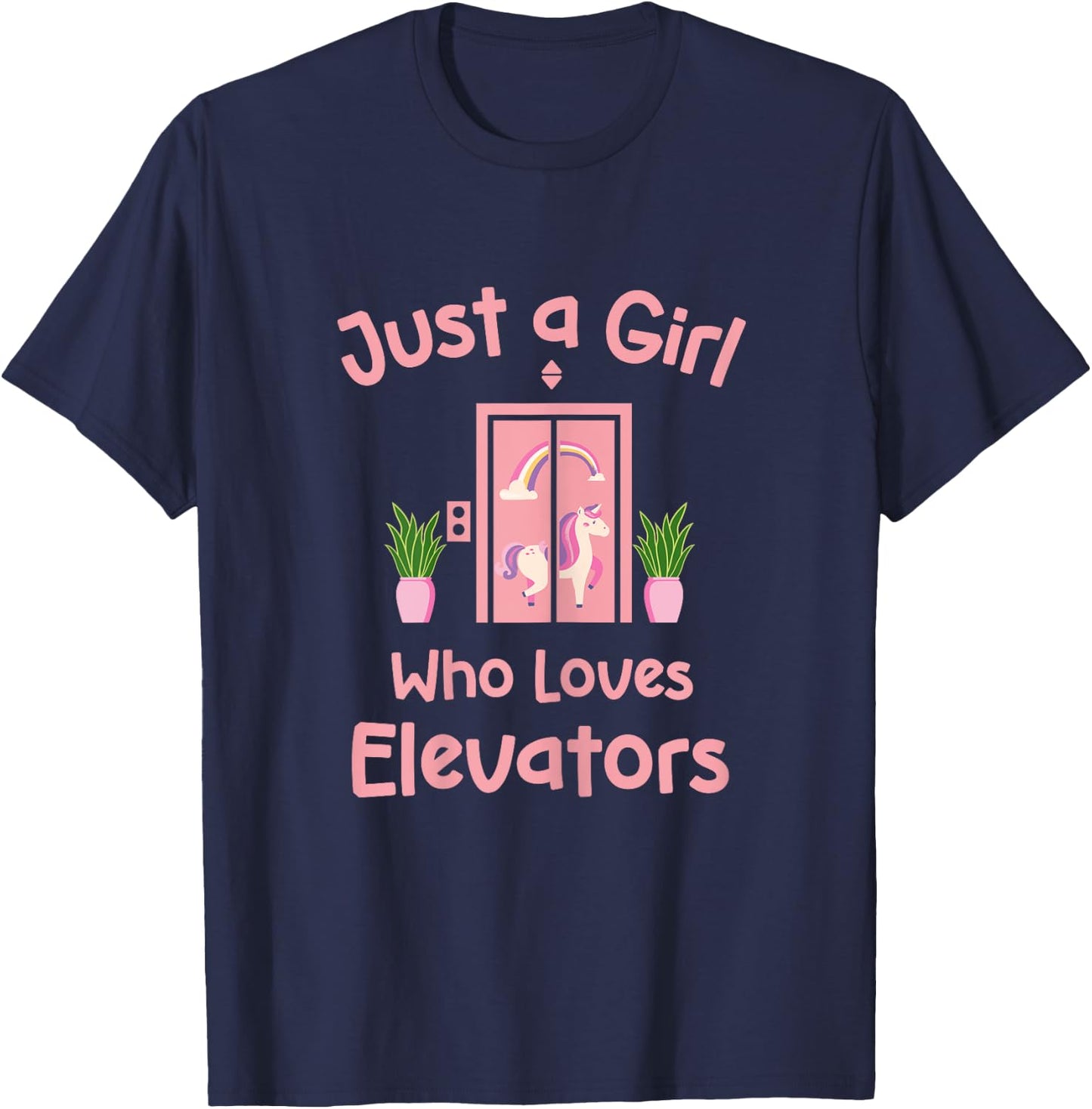Just A Girl Who Loves Elevators Cute Distracted By Elevator T-Shirt - T-Shirt | Navy