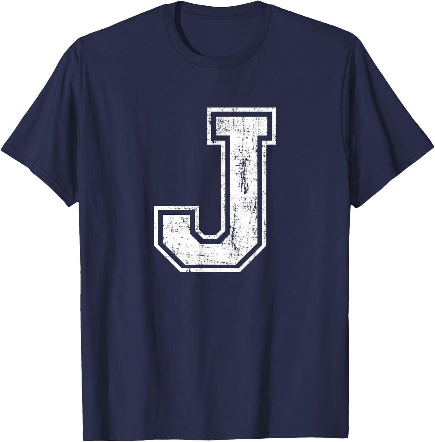 Letter J Uppercase Alphabet Initial School College Varsity T-Shirt - T-Shirt | Navy