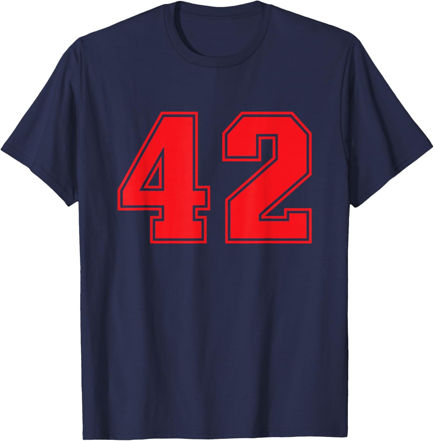 Red Number 42 Sports Team T-Shirt - T-Shirt | Navy