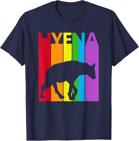 Cute Rainbow Hyena animal Lover T-Shirt - T-Shirt | Navy