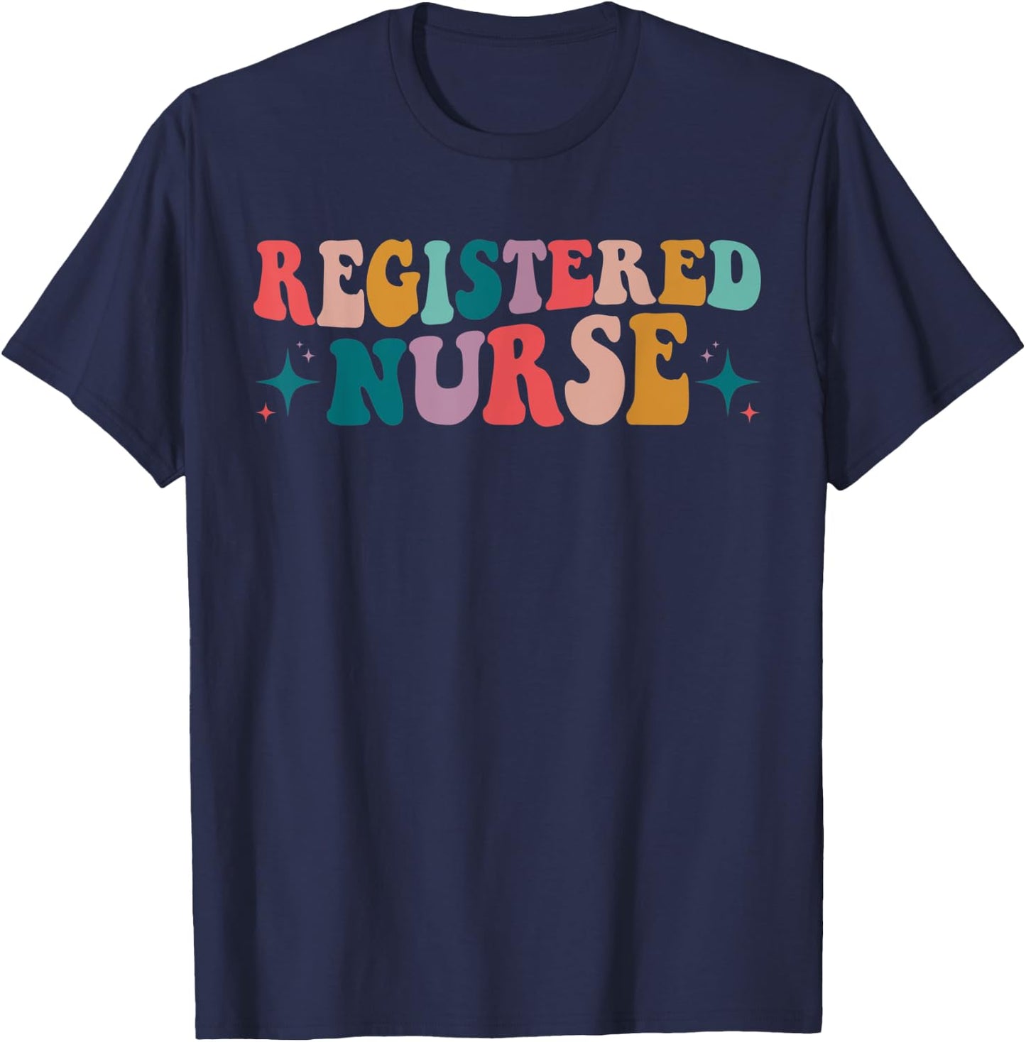 RN Nurse retro groovy Registered Nurse Nursing School Women T-Shirt - T-Shirt | Navy