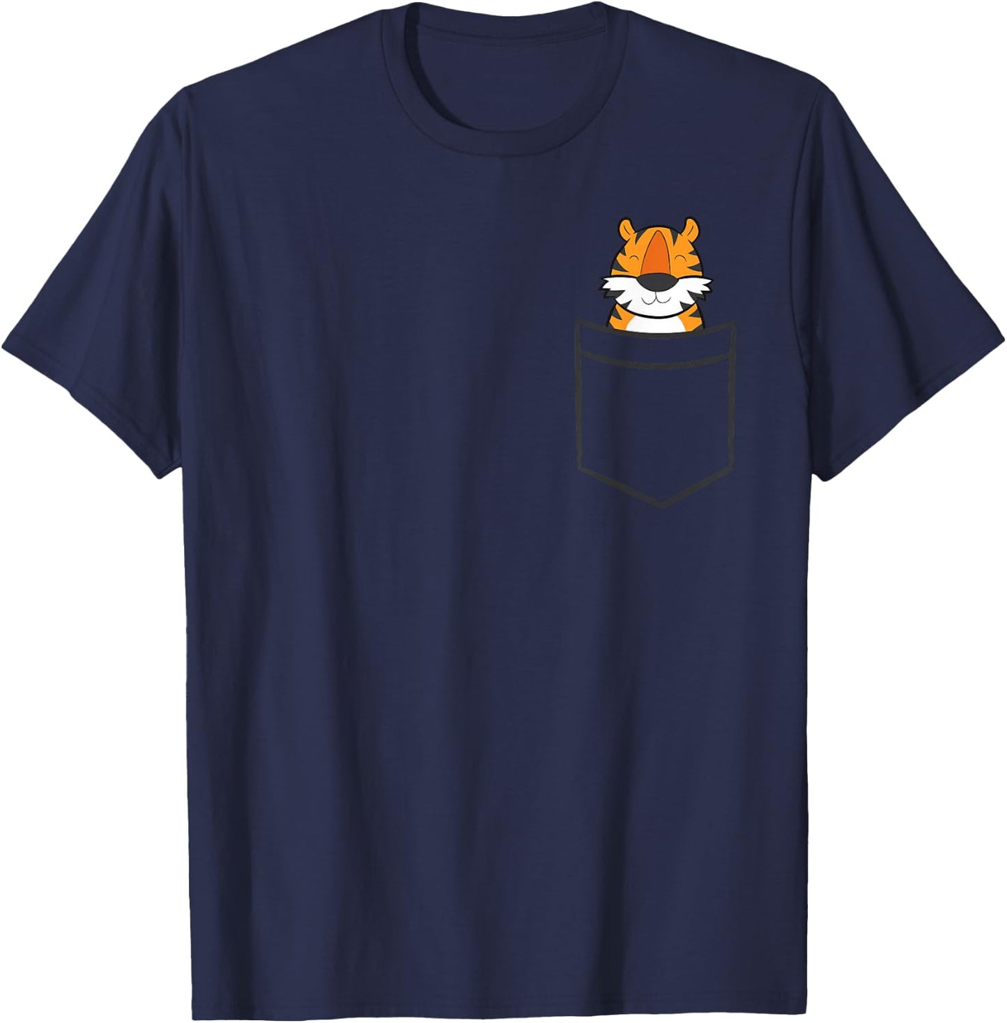 Tiger In a Pocket Cute Pocket Tiger T-Shirt - T-Shirt | Navy