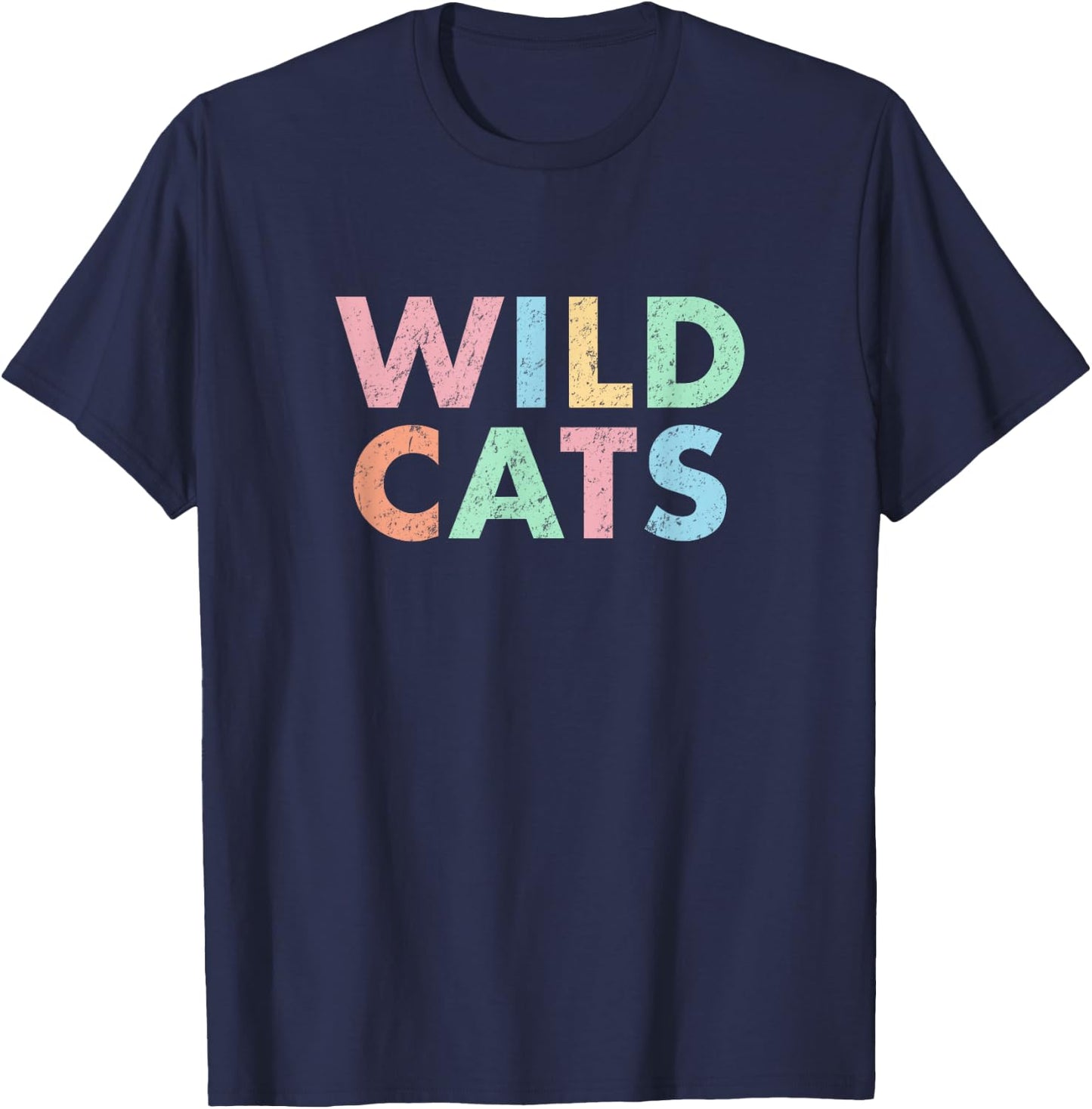 Wildcats Colorful School Sports Spirit Mascot Retro Wild Cat T-Shirt - T-Shirt | Navy