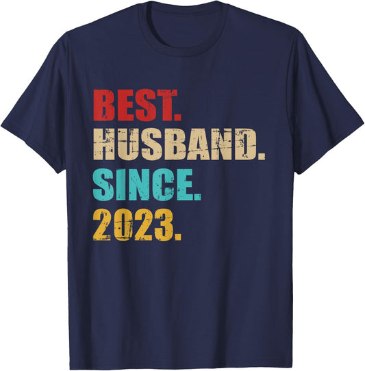 Best husband since 2023 for 2nd wedding anniversary T-Shirt - T-Shirt | Navy